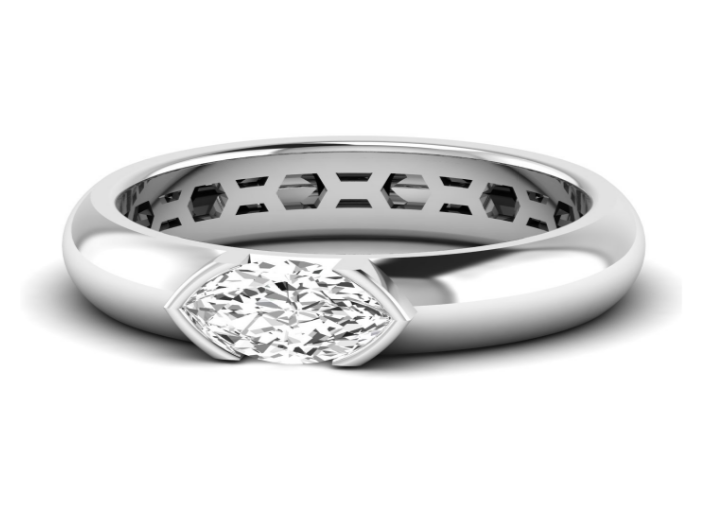 Marquise Half Bezel Domed Ring