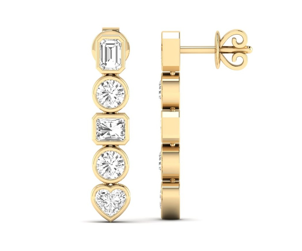 Multi Shape Bezel Drop Earrings 