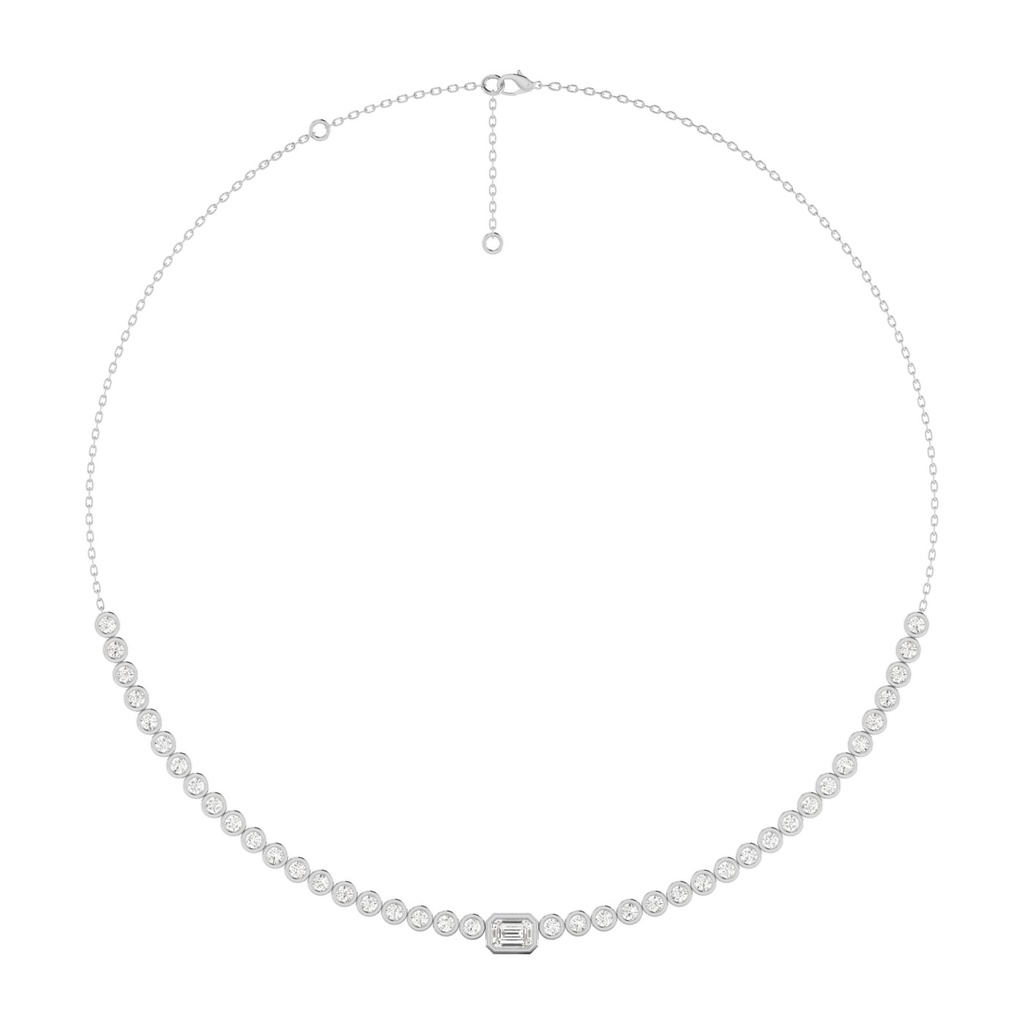 Emerald Half Bezel Tennis Necklace