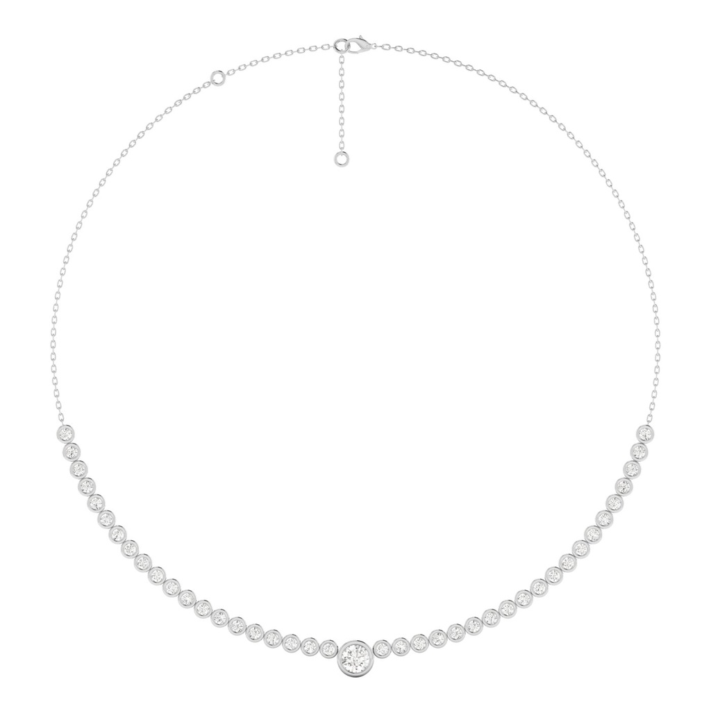 Round Half Bezel Tennis Necklace