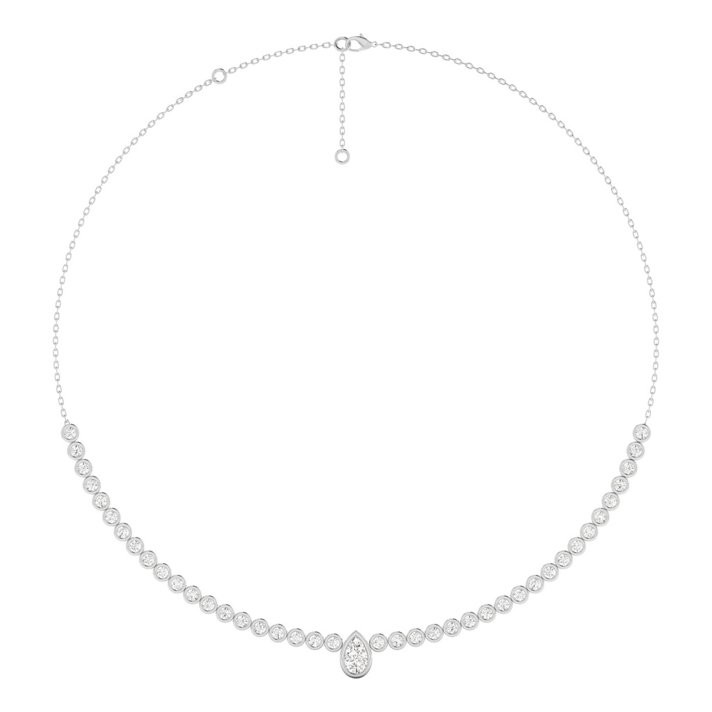 Pear Half Bezel Tennis Necklace