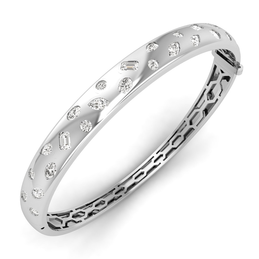 Multi Shape Inlay Domed Bangle 