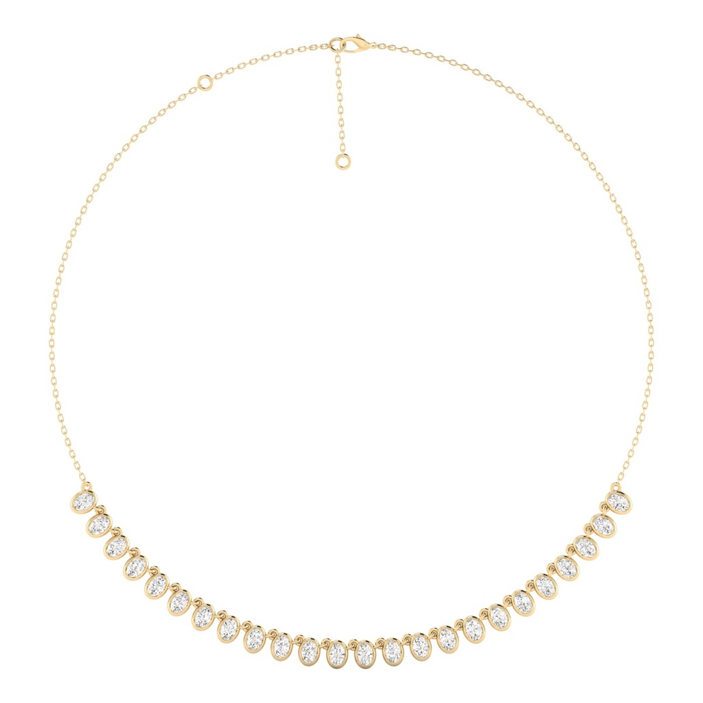 Oval Bezel Half Tennis Necklace 