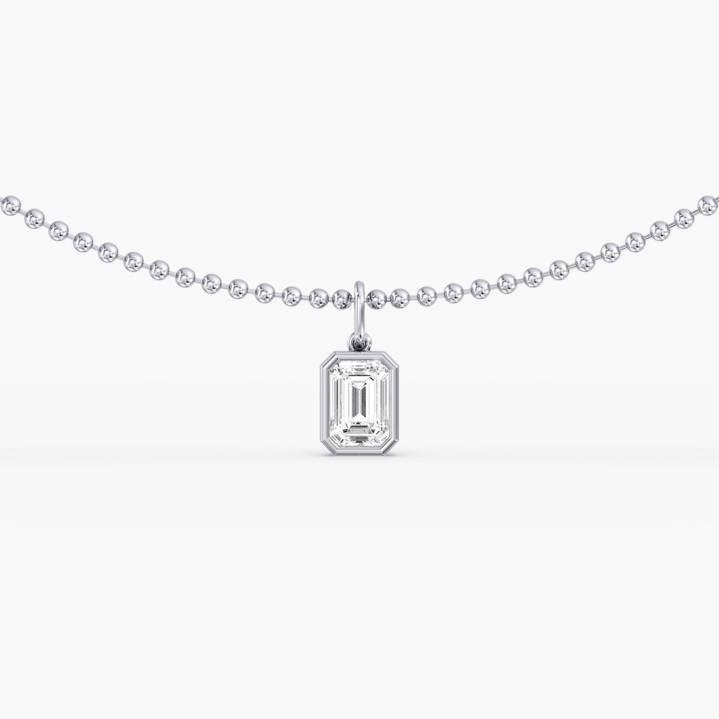 Emerald Bezel Pendant with Ball Chain 