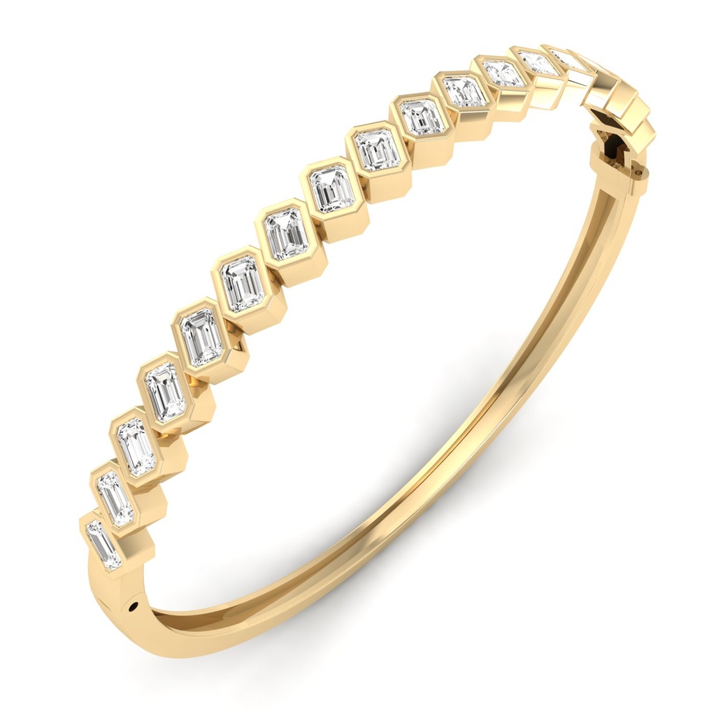 Slanted Emerald Bezel Bangle