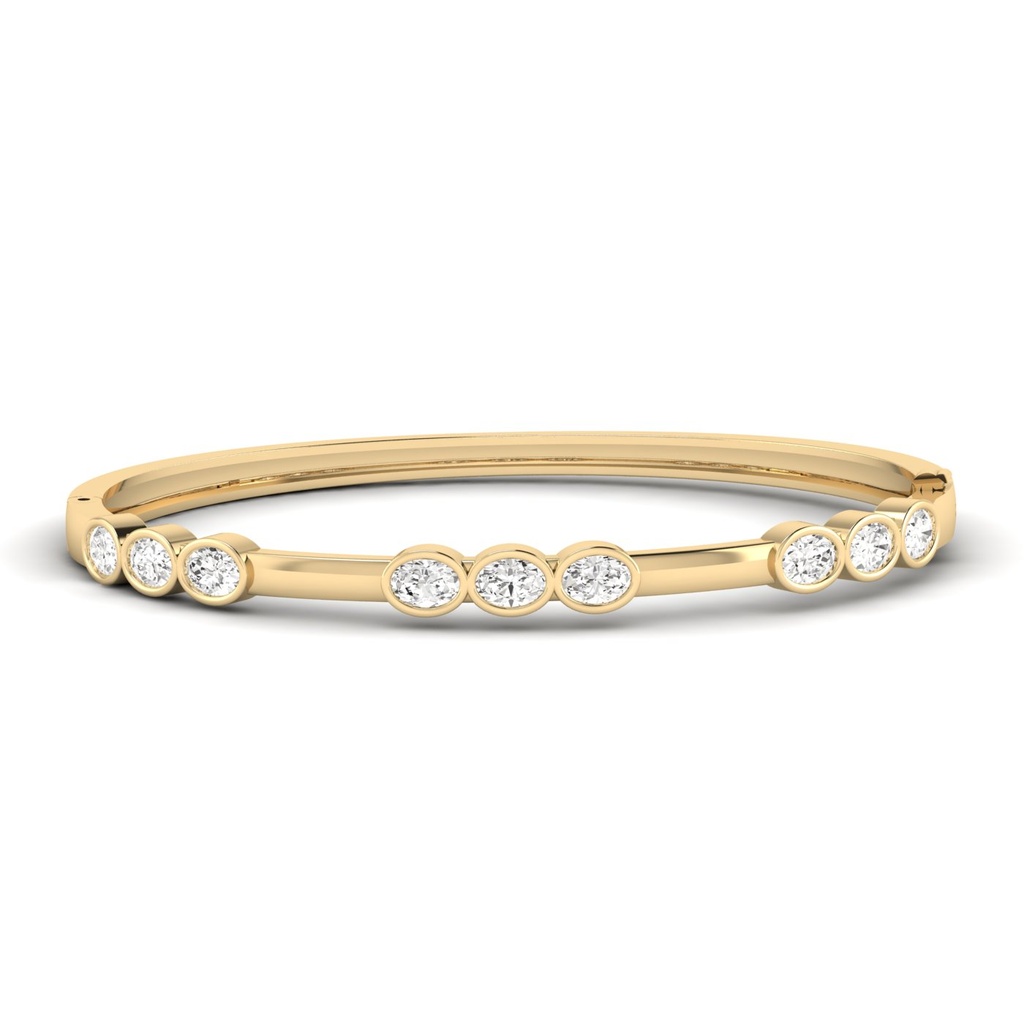 Oval Bezel Trio Section Bangle 