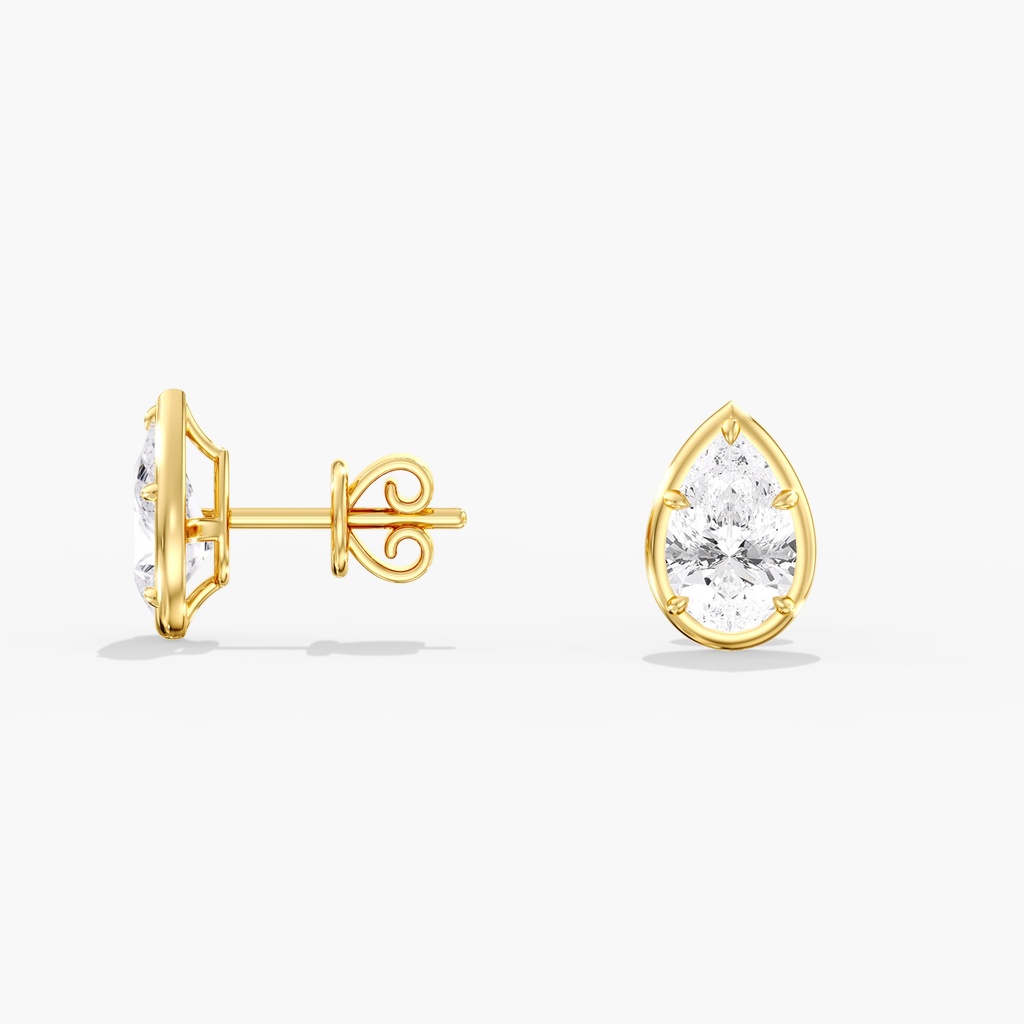 Gold Frame Pear Studs 