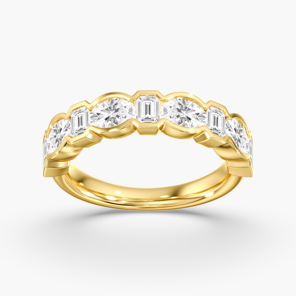 Oval and Emerald Half Bezel Band