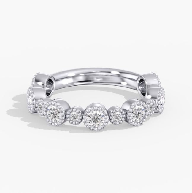 Alternating Round Bezel Milgrain Band