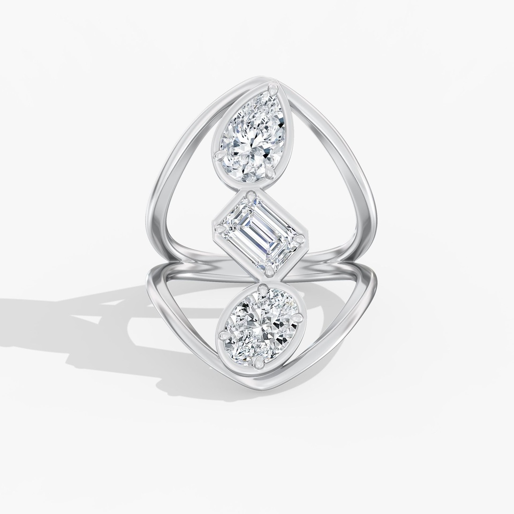 Gold Frame Multi Shape Statement Ring 