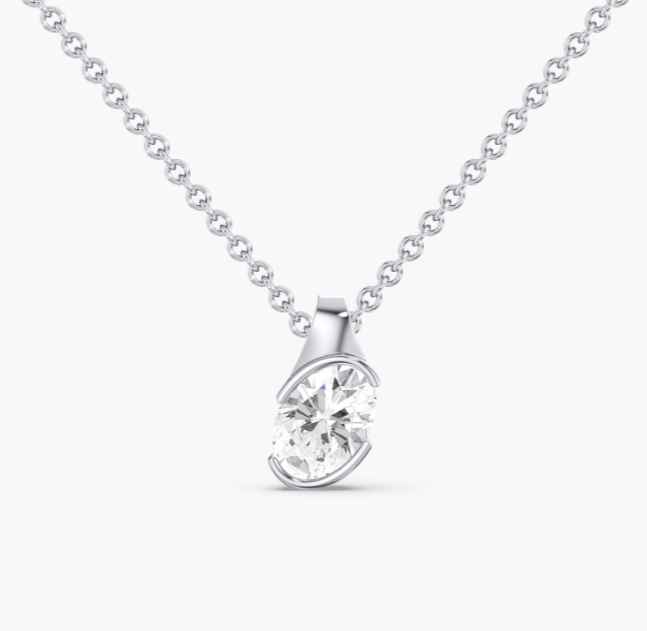 Oval Half Bezel Slanted Pendant