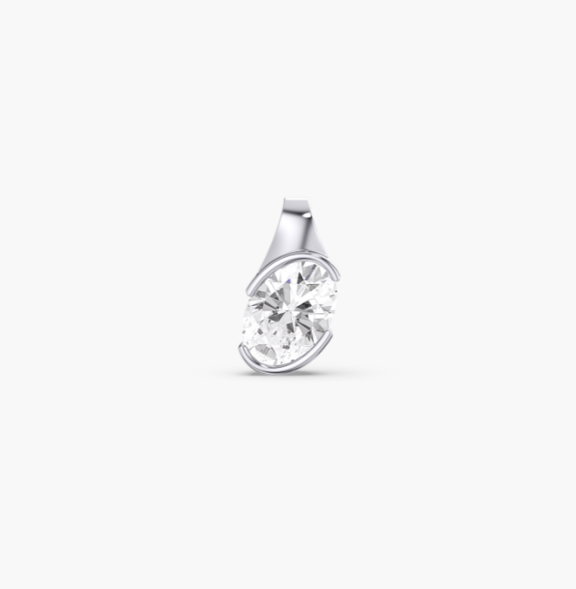 Oval Half Bezel Slanted Pendant