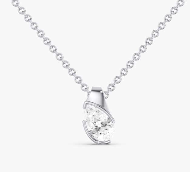 Pear Half Bezel Slanted Pendant