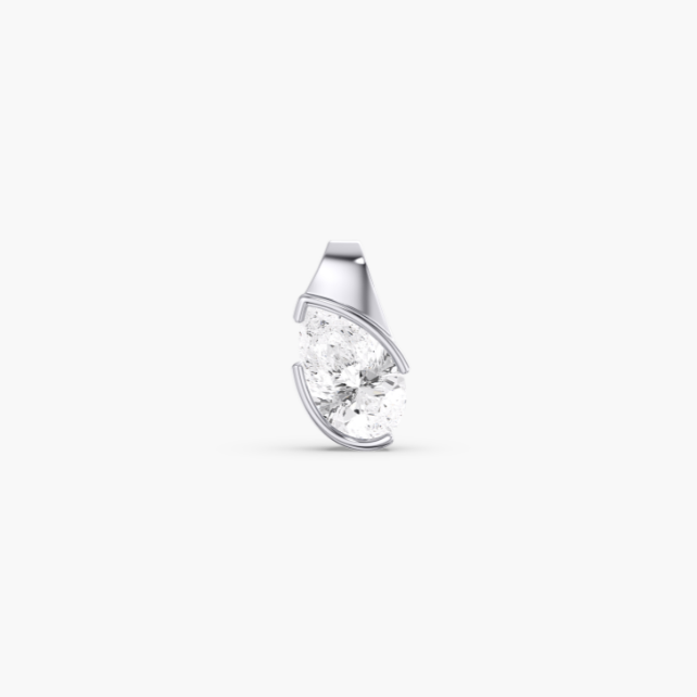 Pear Half Bezel Slanted Pendant