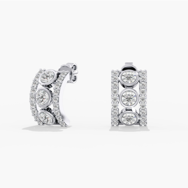 Bezel Cigar Huggie Studs