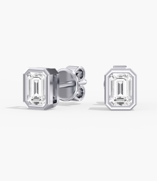 Emerald Bezel Studs