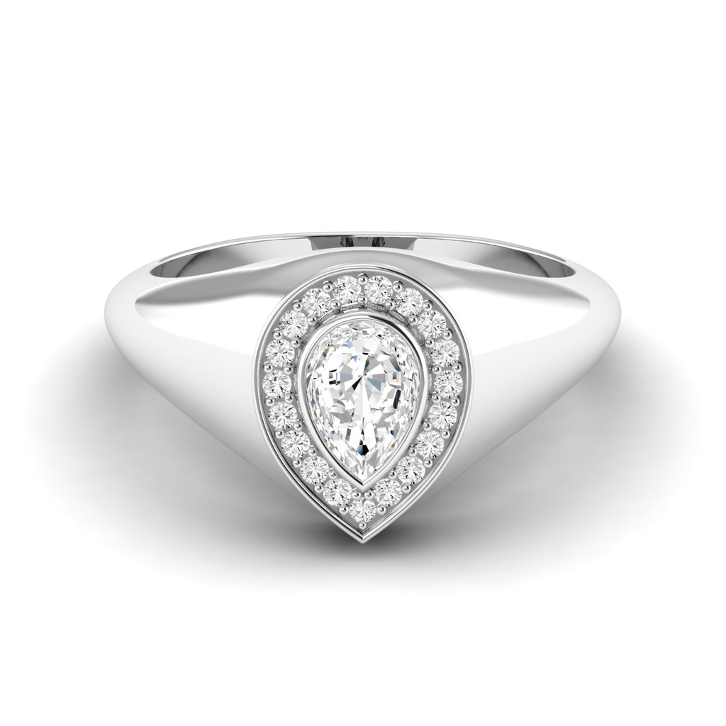 Pear Bezel Signet Ring .65ctw
