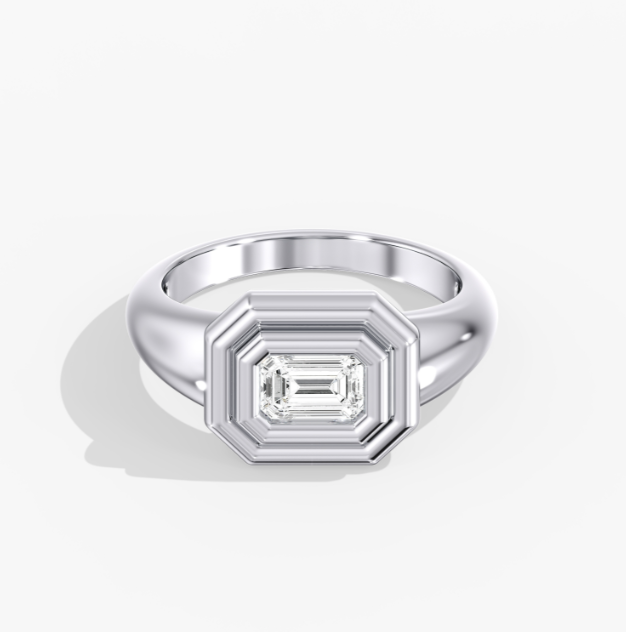 Double Bezel Emerald Pinky Ring