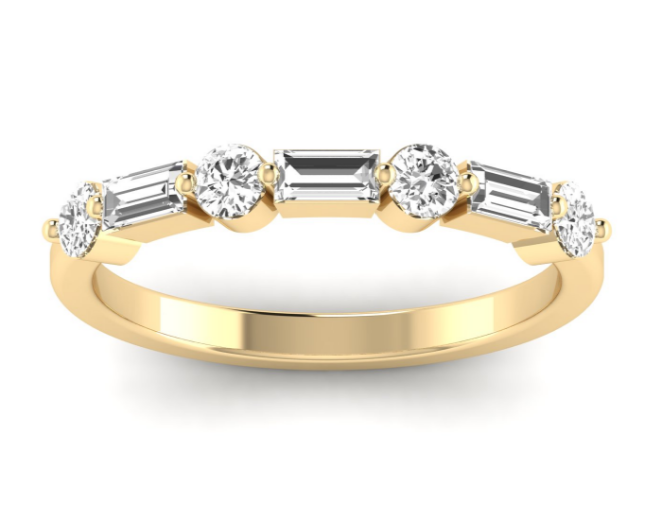 East West Baguette & Round Diamond Band