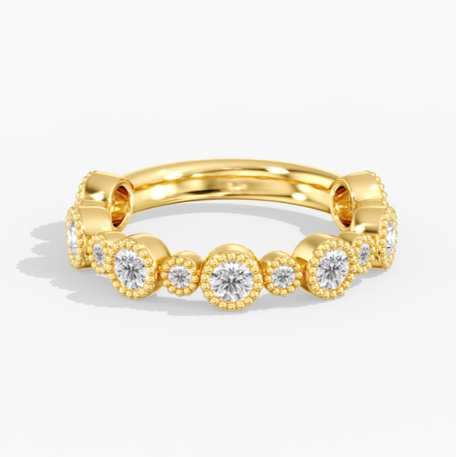 Alternating Round Bezel Milgrain Band