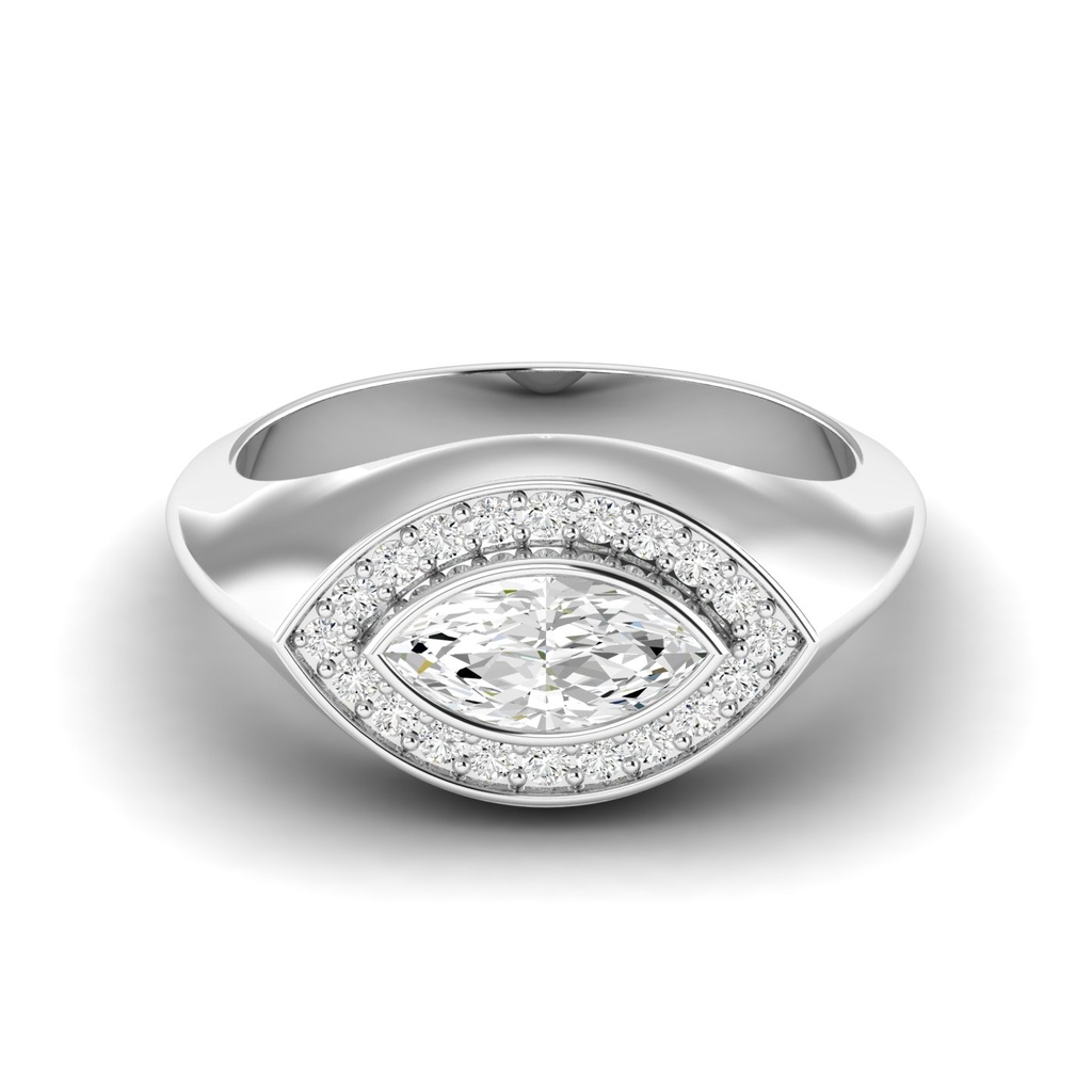 Marquise Bezel Signet Ring .65ctw