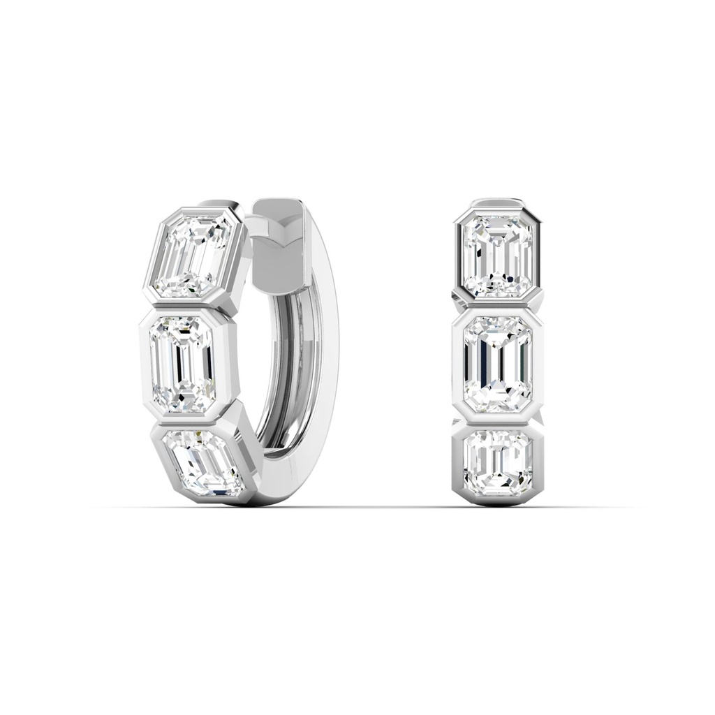 Emerald Bezel Huggies