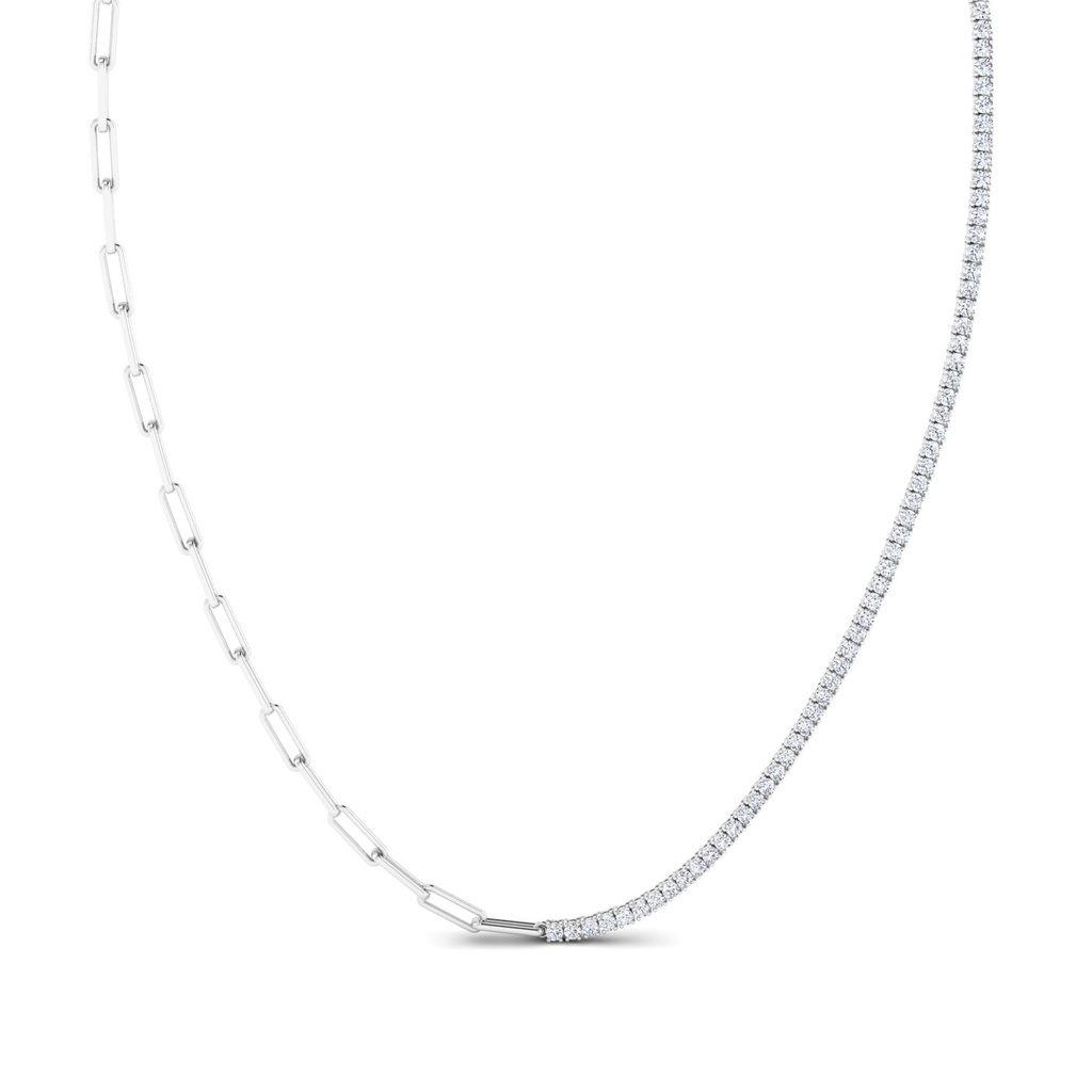 Half Tennis Paperclip Necklace