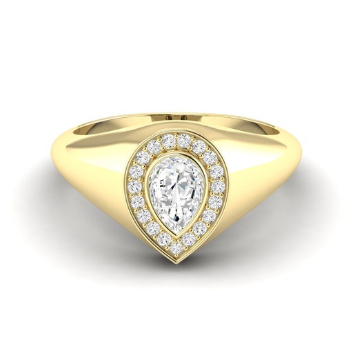 [RPS303] Pear Bezel Signet Ring .65ctw