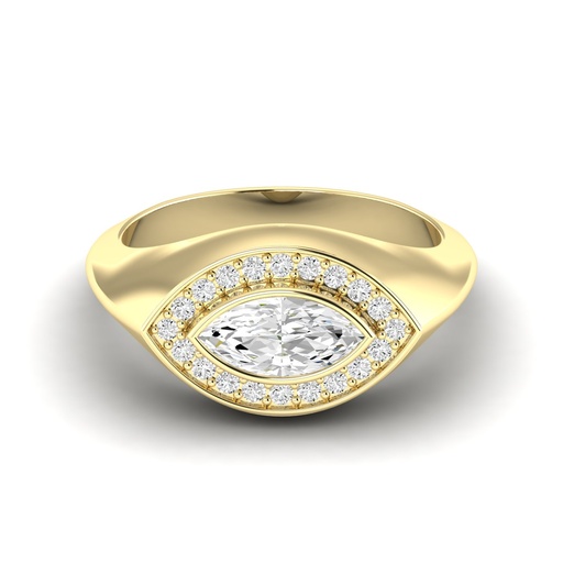 [RMQ304] Marquise Bezel Signet Ring .65ctw