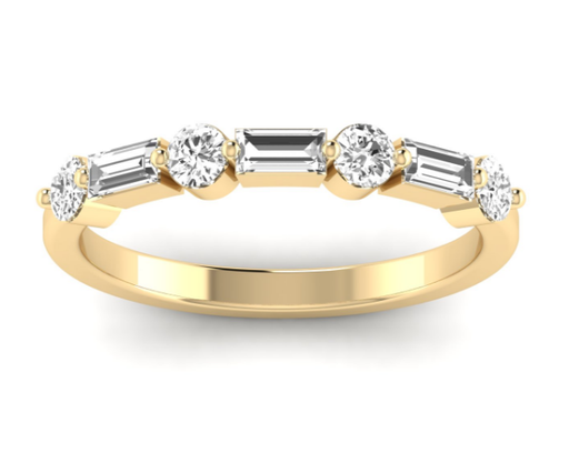 [R478] East West Baguette & Round Diamond Band