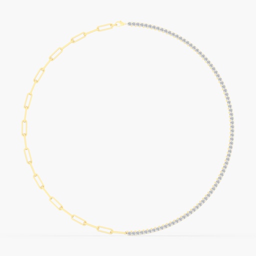 [N049] Half Tennis Paperclip Necklace