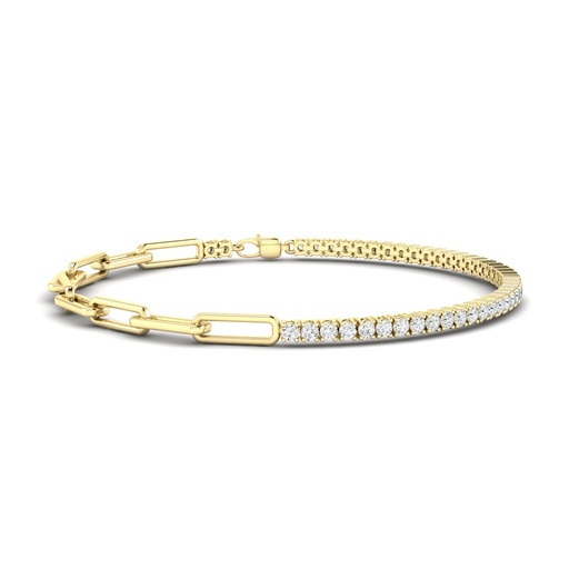 [B063] Round Half Tennis Paperclip Bracelet