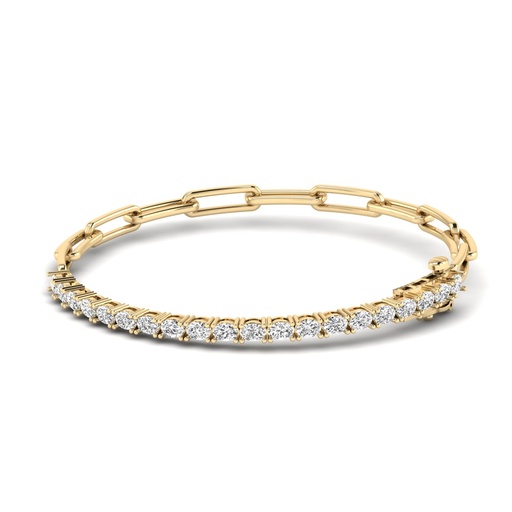 [B064] Oval Half Tennis Paperclip Bracelet