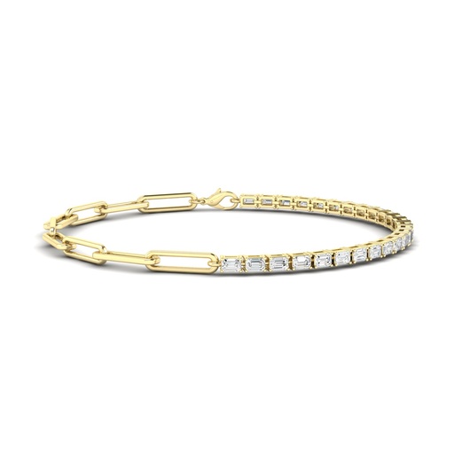 [B063EM] Emerald Half Tennis Paperclip Bracelet
