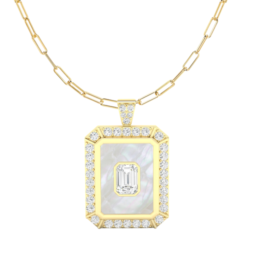 [P1085MOP] Mother of Pearl Emerald Pendant