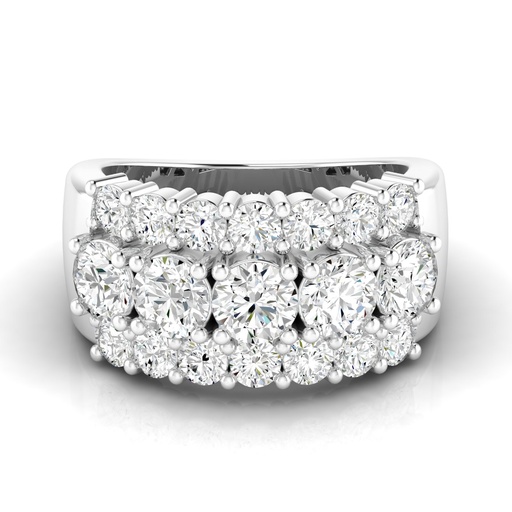 [R175] Three Row Round Statement Band 3.00ctw