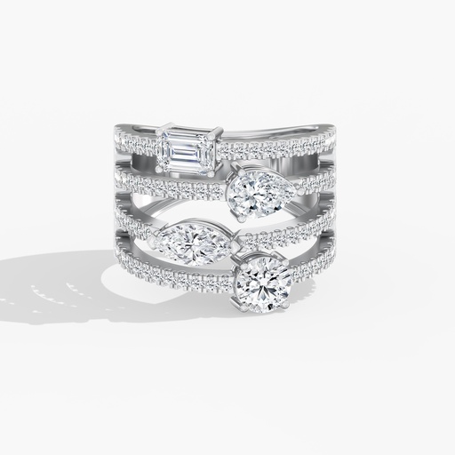 [RF334] Multi Shape Statement Ring