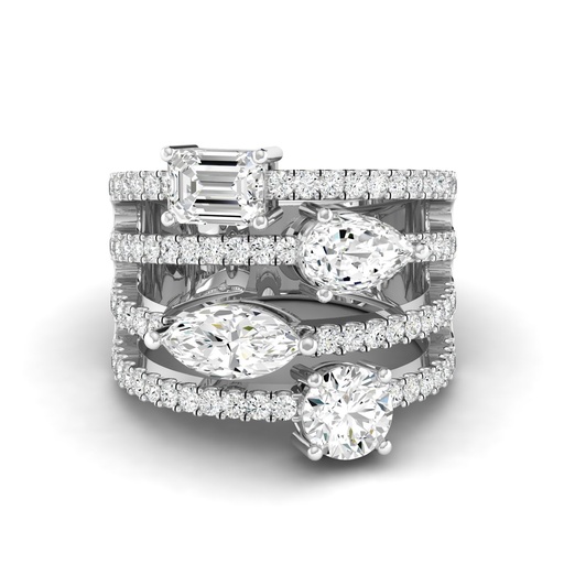 [RF334] Multi Shape Statement Ring