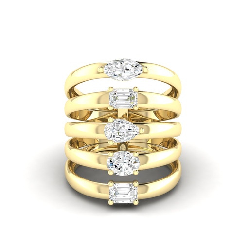 [RF335] Multi Shape Shield Ring (5 row)