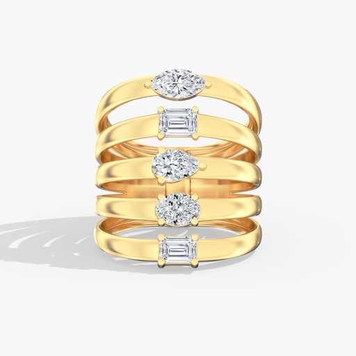 [RF335] Multi Shape Shield Ring (5 row)