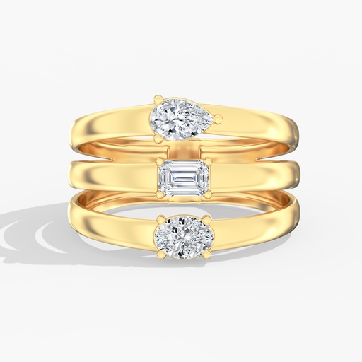 [RF339] Multi Shape Shield Ring (3 row)