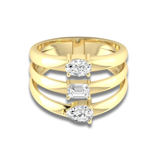 [RF339] Multi Shape Shield Ring (3 row)