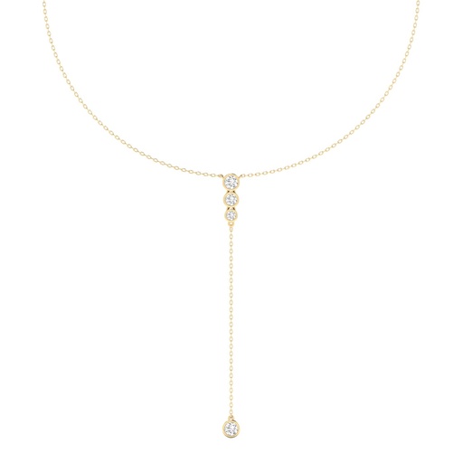 [N299] Bezel Lariat Necklace