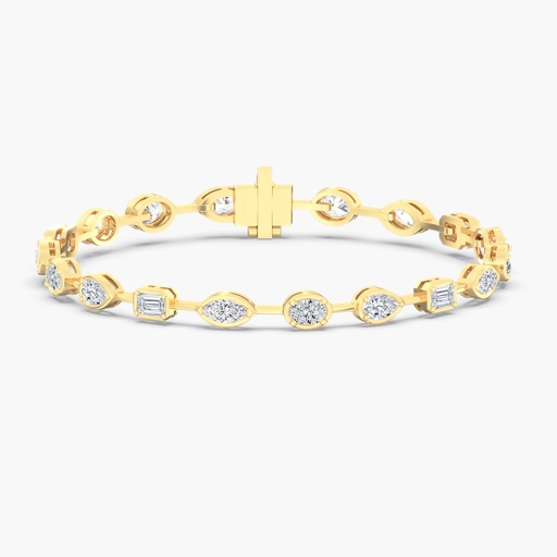 [BF15] Gold Frame Multi Shape Tennis Bracelet