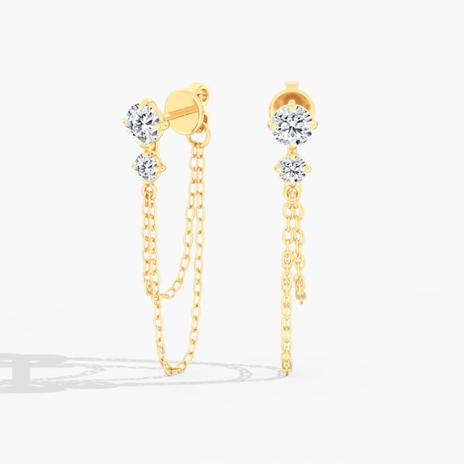 [E47ST] Starlight Two Stone Chain Earrings