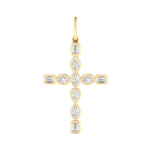 [P308] Multi Shape Bezel Cross Charm 