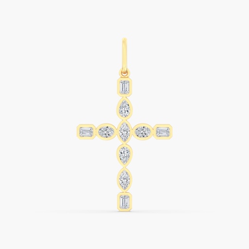 [P308] Multi Shape Bezel Cross Charm 