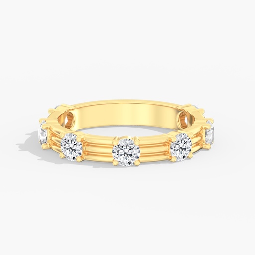 [R489] Round Ribbed Gold Band