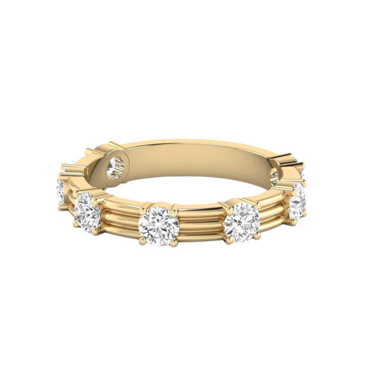 [R489] Round Ribbed Gold Band