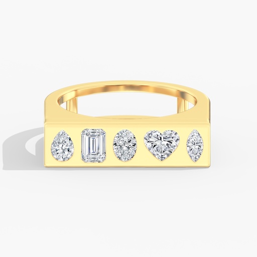 [RF84] Multi Shape Inlay Bar Ring